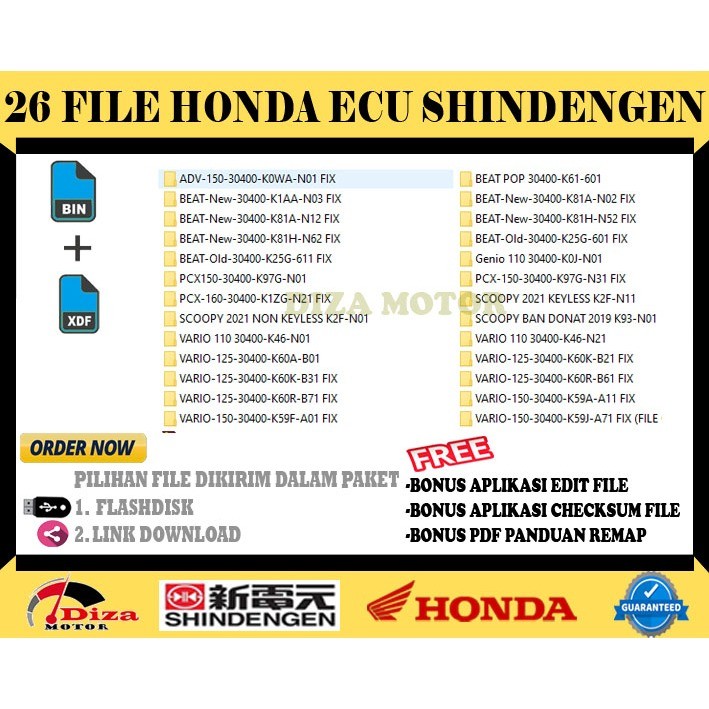 TERMURAH 26 FILE REMAP SHINDENGEN HONDA FILE REMAP ECU HONDA SHINDENGEN BIN XDF