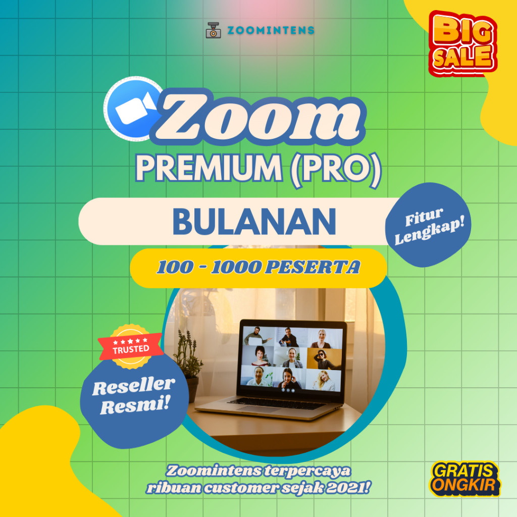 Jual Zoom Meeting Unlimited Pro Bulanan Lisensi Resmi Fitur Lengkap