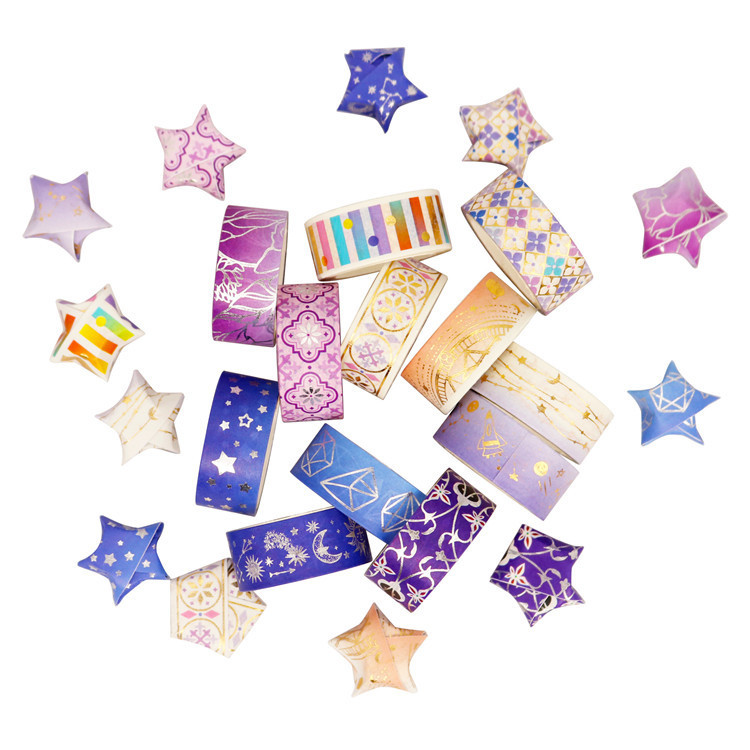 

12 Rolls/set Purple Star Gold Foil Washi Tape Set Constellation Series Laser Masking Tapes for Scrapbooking DIY Stationary Set