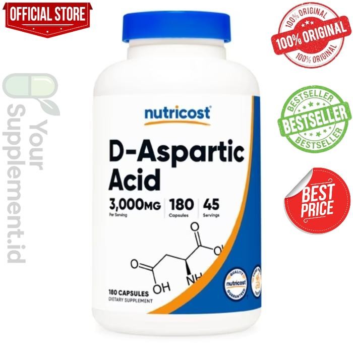 Nutricost d aspartic acid 3000 mg per serving isi 180 capsul