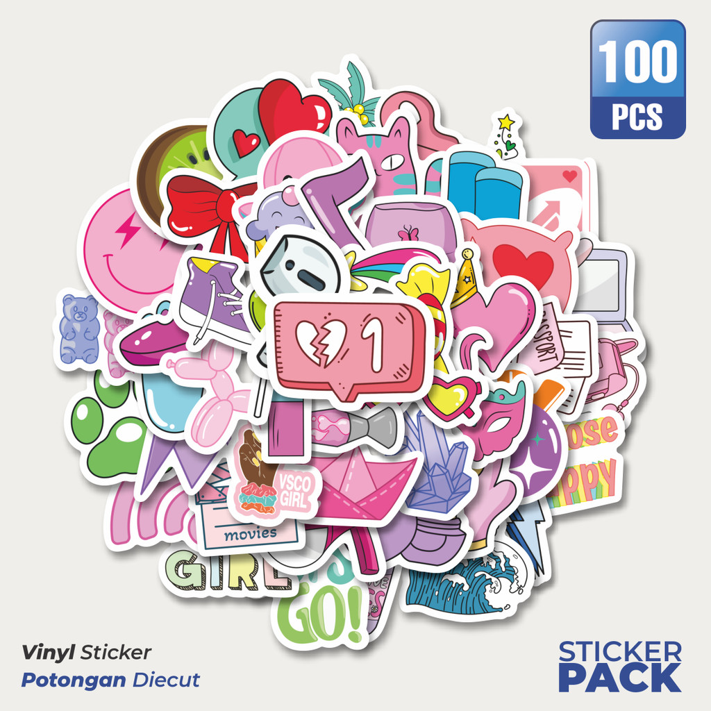 

Stiker Vinyl Stiker VSCO Girl and Aesthetics Stiker Waterproof Aesthetic- Untuk Laptop, Motor, dan Helm - Paper Stationery Pack