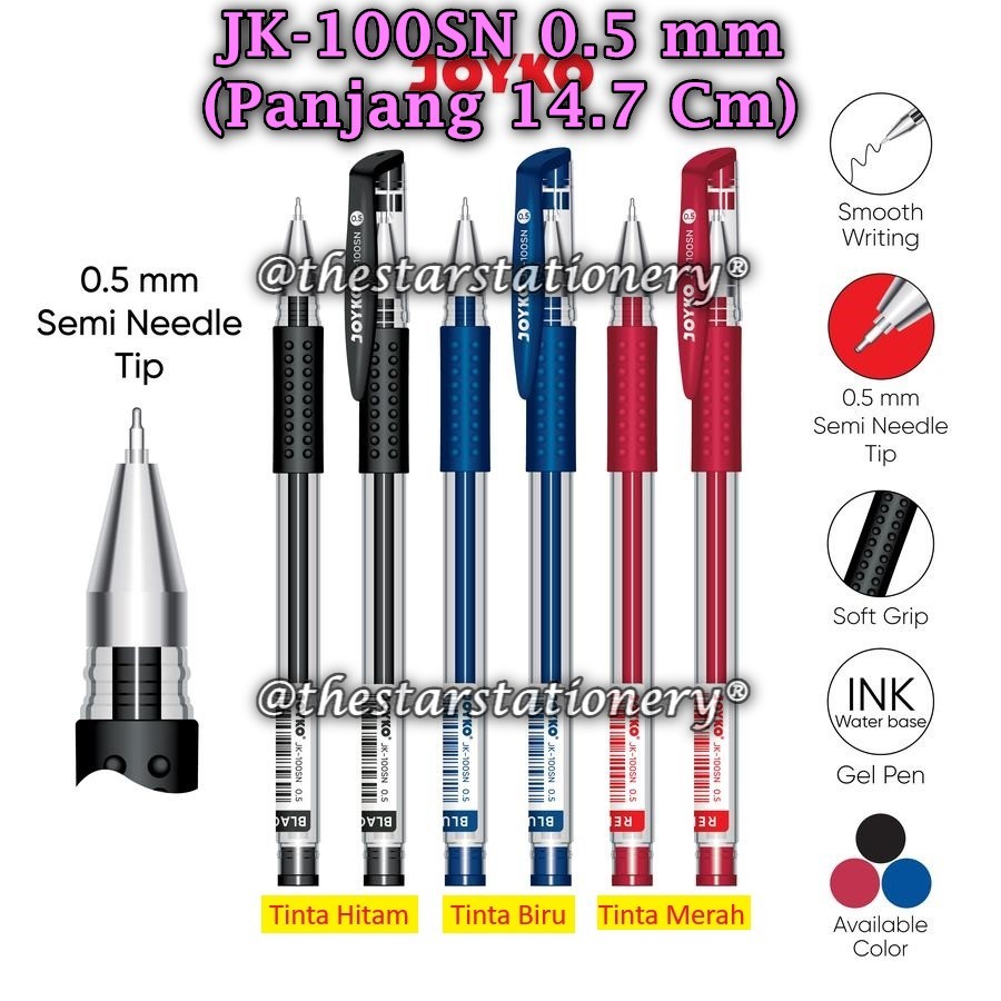 

(1 Pak/12) GROSIR Gelpen JOYKO JK-100SN 0.5 mm / Gel Pen Pulpen Pena Joyko JK-100SN (Pak/12)