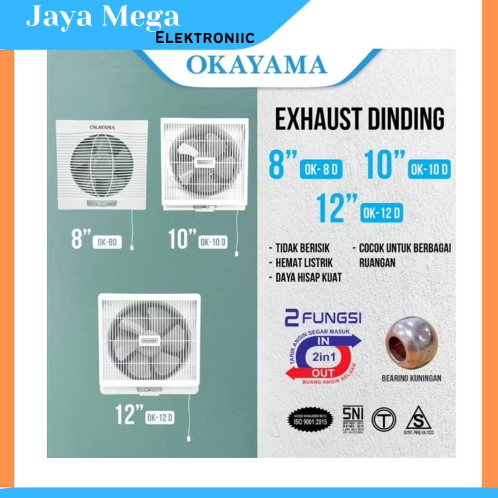 OKAYAMA 8/10/12 inch Kipas Angin Exhaust fan Hexos Dinding Plafon OK8D/OK10D/OK12D