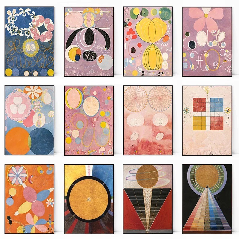 

Hilma Af Klint Abstract Exhibition Museum Poster Bohemian Wall Art Print Picture Scandinavian Canvas Painting Home Bedroom Decor