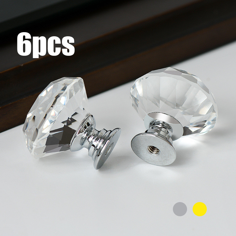 6pcs Drawer Knobs Knob Handle Tarikan/ Kristal Berlian Handle /Tarikan Knop Laci Kristal/Crystal Kno