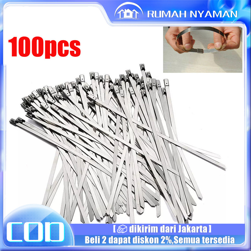 

100PCS Kabel Ties Stainless SS304 / Tali Pengikat Stainless / Cable Tie Stainless 4.6mm