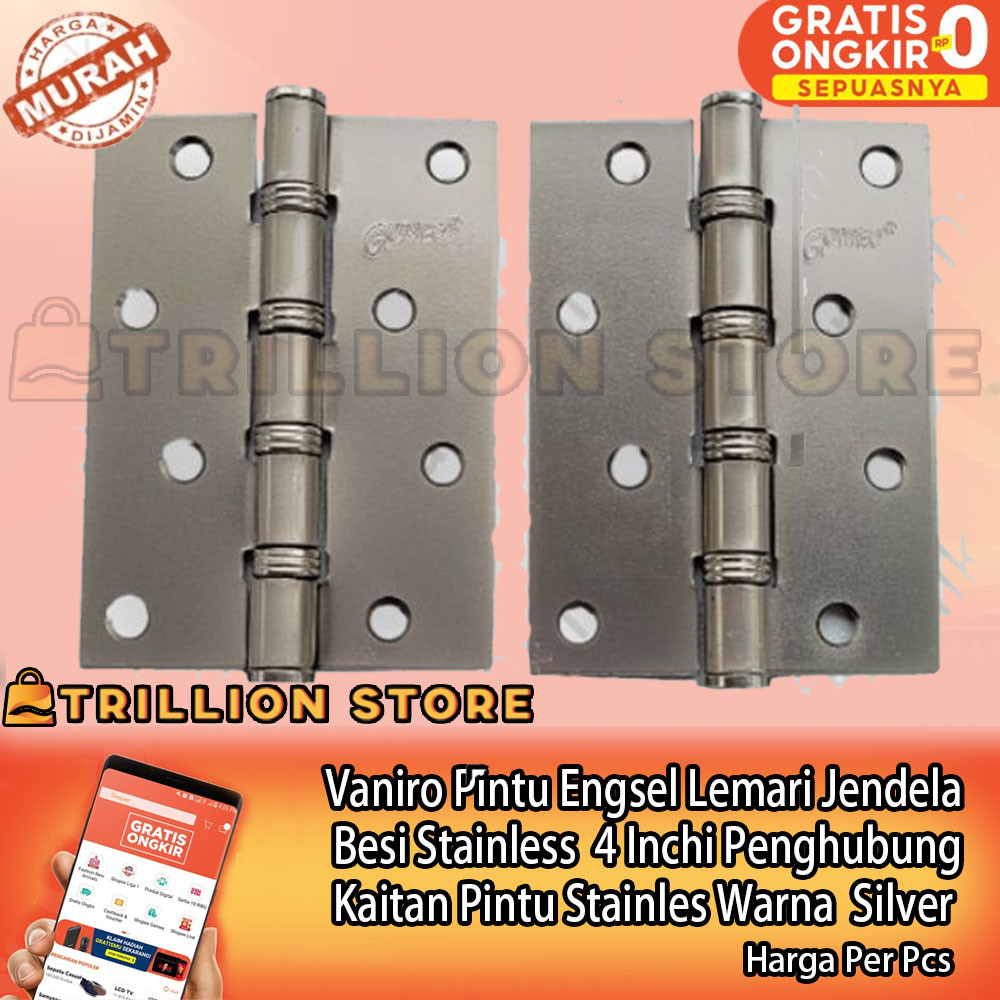 Vaniro Engsel Pintu Lemari Jendela 4 Inch Hinge Kupu Penghubung Bingkai Panel Kabinet Swing Stainles