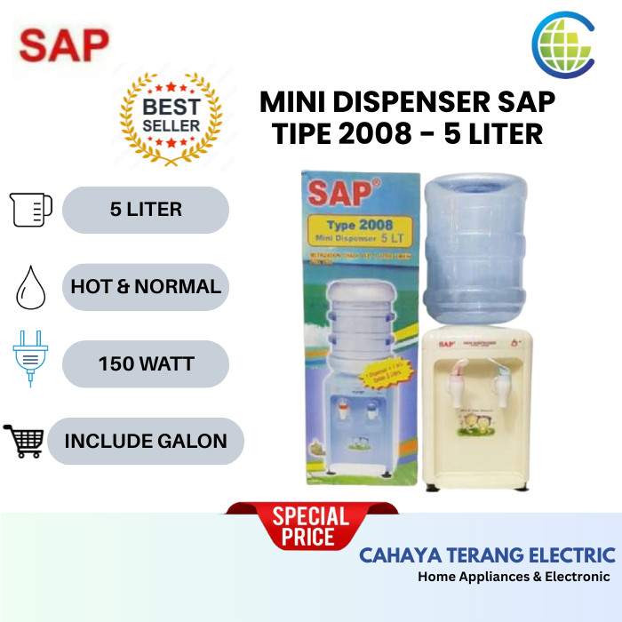 SAP Mini Dispenser 2008 FREE 1 Galon 5 Liter Air Panas dan Normal Hot and Normal