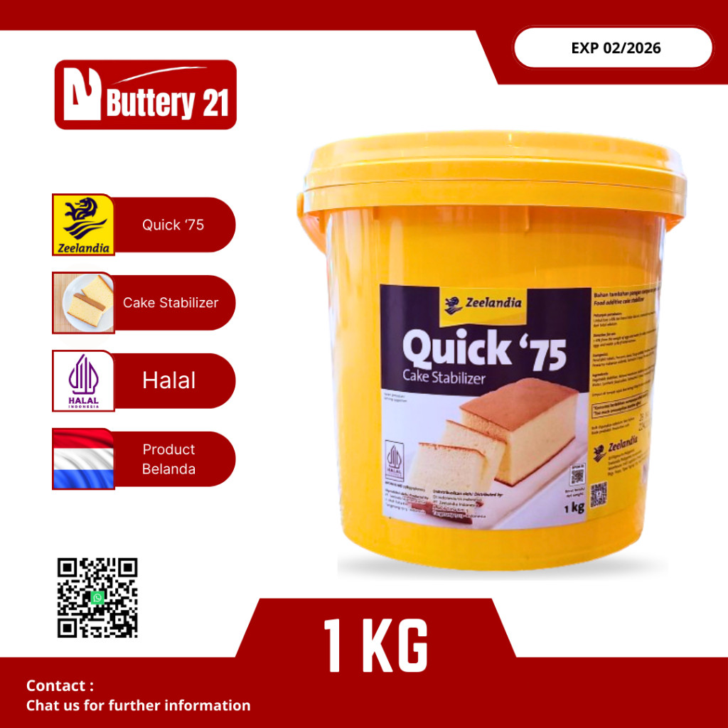 

ZEELANDIA QUICK '75 CAKE STABILIZER 1 KG/BAHAN KUE QUICK 75/PENSTABIL KUE