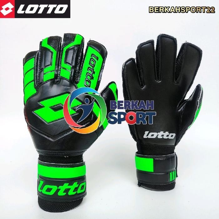 Sarung Tangan Kiper Dewasa LOTTO Latex Tebal Dengan Tulang Nyaman - Hitam Hijau, 8