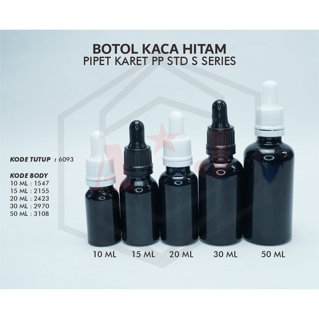 Botol Kaca Serum 50 ml Hitam Fross /Botol Esensial /Botol Kaca Serum/Black botol