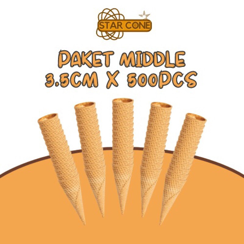 

PAKET STARCONE 500PCS MIDDLE WAFLLE CONE CRUNCHY DIAMETER 3,5 CM-500PCS