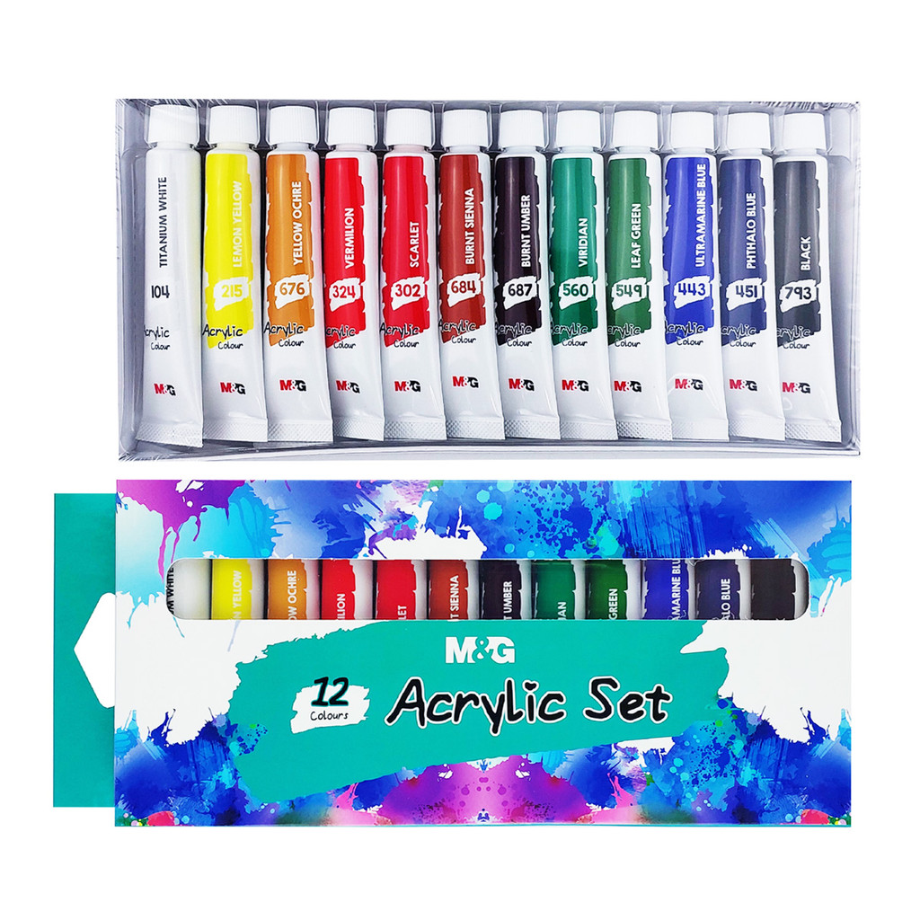 

Alat Melukis M&G Acrylic Paint Set 12ml 12 colors Pigmen 12ml M&G APLN6594
