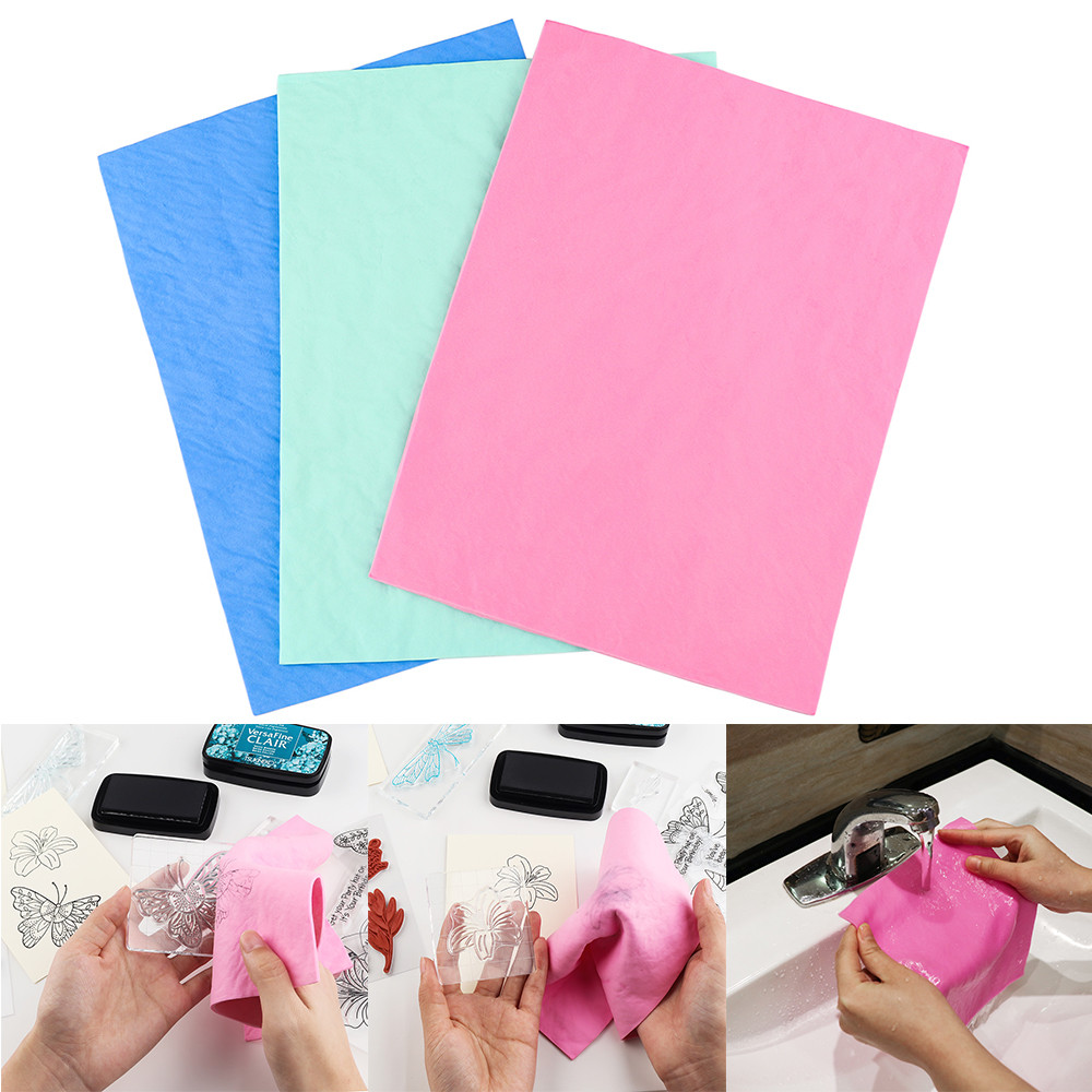 

3pcs/set Stamp Shammy Color Pink Blue Green Stamp Cleaning Cloth for DIY Inks Stamping Cleaning Super Absorbent Towel 2025 New