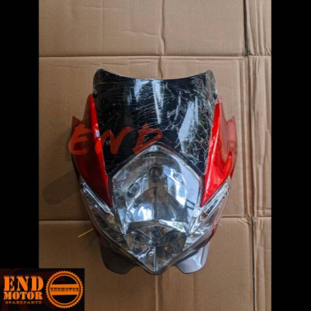 Termurah Kedok Lampu Satria Fu 150/Batok Kepala Satria Fu Barong Set Reflektor 2010-2014 - Merah kom