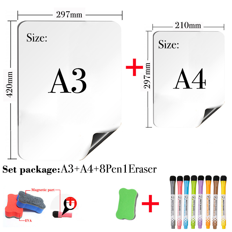 

2PCS Magnetic Whiteboard Dry Erase White Board Bulletin Calendar Board School Blackboard Calander Fridge Stickers Message Board