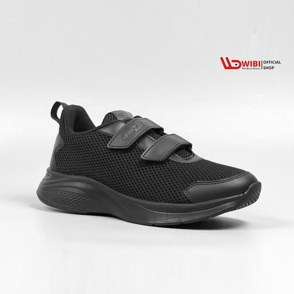 Sepatu Sekolah Casual Anak Pria Wanita WIBI SP51 Full Hitam Original Nyaman Size 35-38