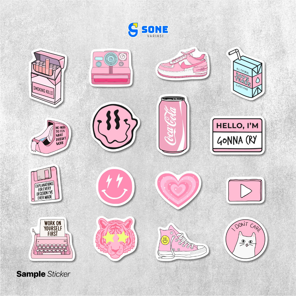

Stiker Aesthetic Pink Vinyl Waterproof Anti Air Untuk Freebies Sticker Buku Journal Casing Phone Dll