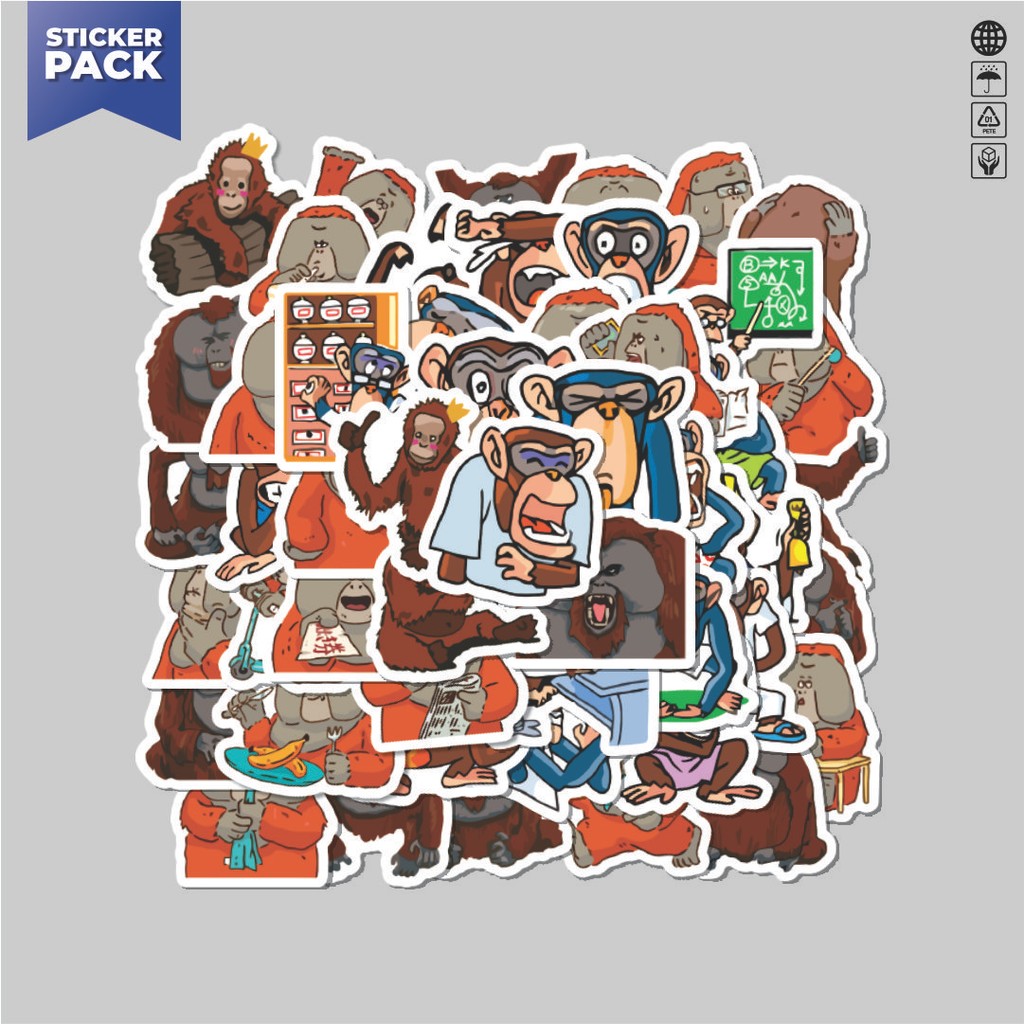 

[100PCS]Stiker Pack Stiker Hewan Orang Utan Aesthetic Vinyl Anti Air Dekorasi Sticker Laptop Buku Journal Koper Helm Casing HP Gitar Helm Skateboard