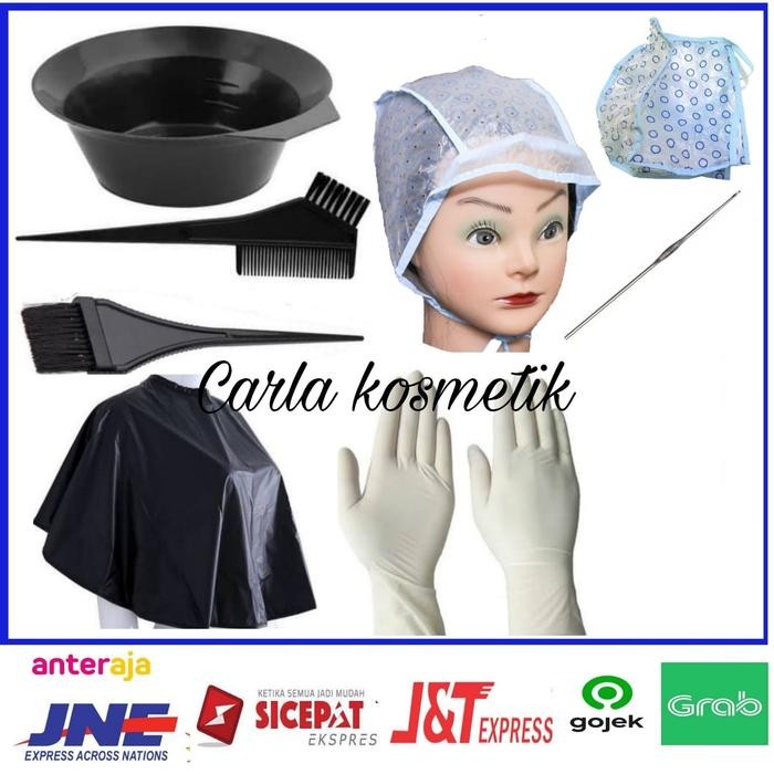 1set perlengkapan alat cat rambut highlight, mangkok sisir cat rambut