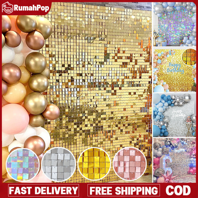 Sequin Panel Backdrop Tile Wall Kotak / Panel Hiasan Dinding Sequin Kotak / Dekorasi 3D Pesta