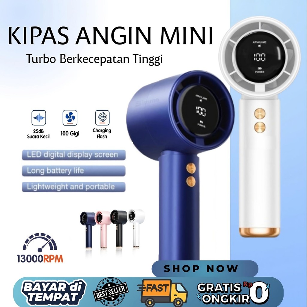 High-speed kipas kipas angin Digital Display Adjustable Turbo kipas Fan USB Mini Fan