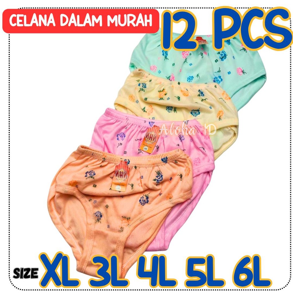 12 pcs Celana Dalam CD Wanita Motif Bunga Hyget  CD Anak Remaja Wanita CD Haid Nifas Grosir