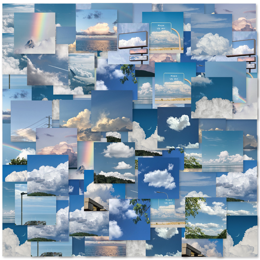 

46pcs Blue Sky White Cloud Landscape Graffiti Stickers Decorated Notebook Water Cup Guitar Suitcase Classic Toy Scrapbook Decals
