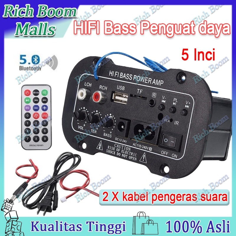 Ampli mini bluetooth super bass 5inci ampli Amplifier stereo 12v 24v 220v Amplifier mobil radio Digi