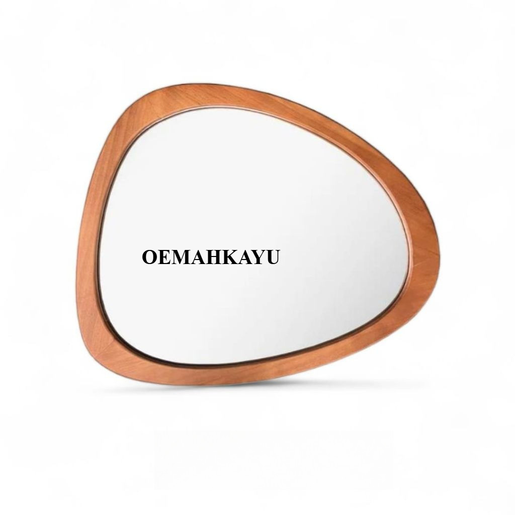 Cermin Oval Kayu Jati  Cermin Dinding Aesthetic  Cermin Kayu Jati Minimalis