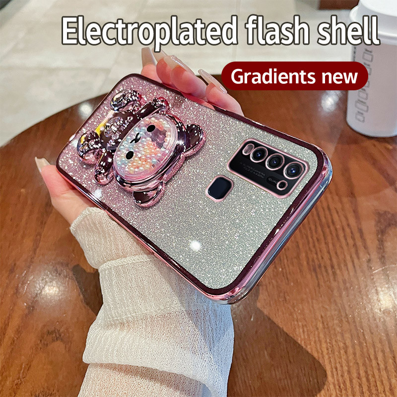 Soft Casing Vivo Y30 case Silikon Untuk Vivo 1938 Y 30 VivoY30 case berkilau Berlapis Kesing HP Phon