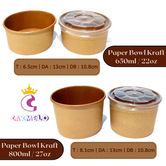 Paper Rice Bowl 650ml Isi 50pc / Mangkok Kertas 650ml / Paper Bowl Simple / Packaging Makanan / Pape