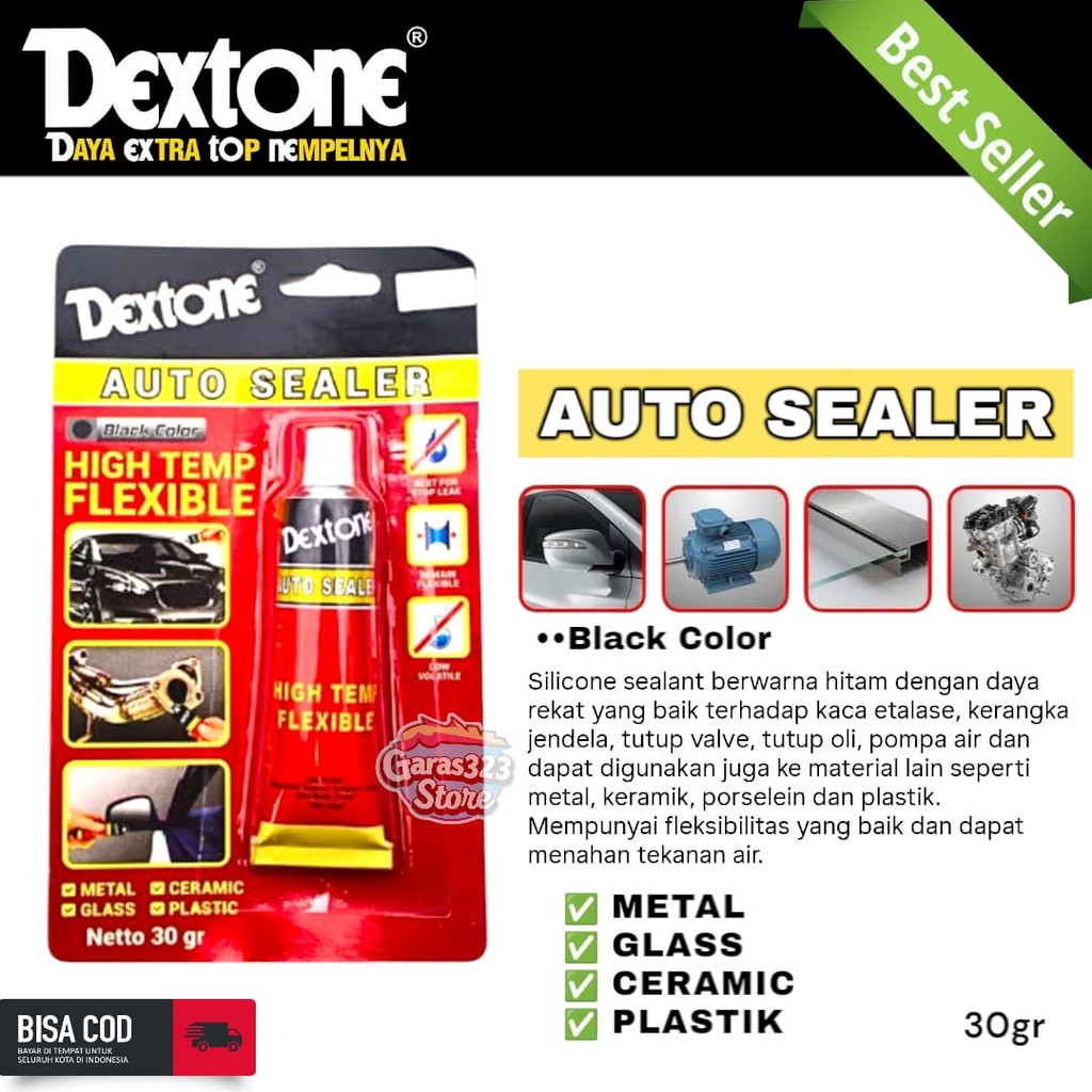 

Lem Dextone Auto Sealer 30gram High Temp Flexible Perekat Metal Glass Ceramic Plastik