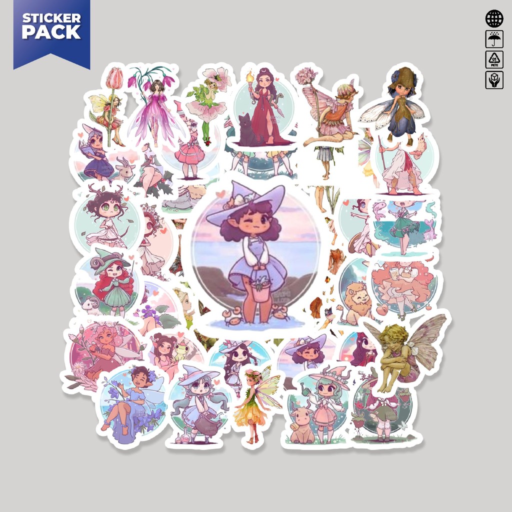 

[100PCS]Stiker Pack Stiker Fairy [Peri] Aesthetic Vinyl Anti Air Dekorasi Sticker Laptop Buku Journal Koper Helm Casing HP Gitar Helm Skateboard