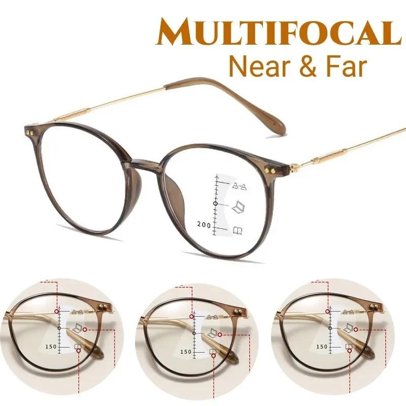 Blue Light Blocking Progressive Reading Glasses Men Women Near Far Bifocal Eyeglasses Vintage Multif