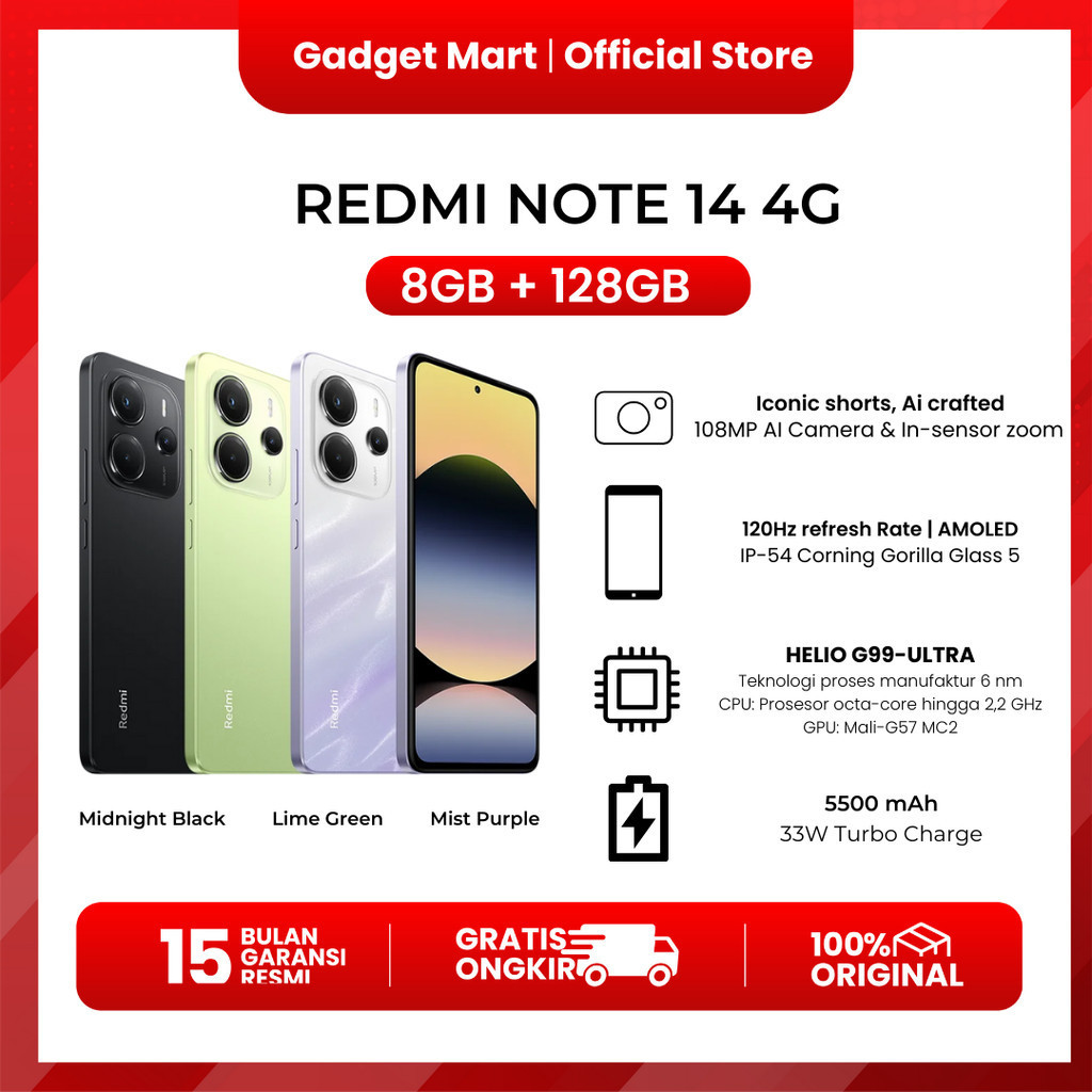 Xiaomi Redmi Note 14 4G 8/128GB - Garansi Resmi