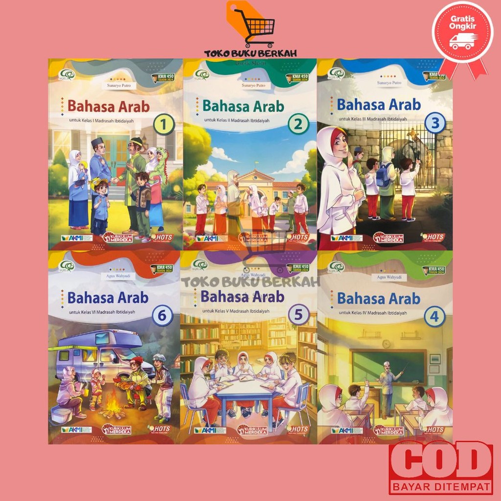 Aqila Buku Bahasa Arab Kelas 1 2 3 4 5 6 SD/MI Kurikulum Merdeka KMA 450 Penerbit Tiga Serangkai