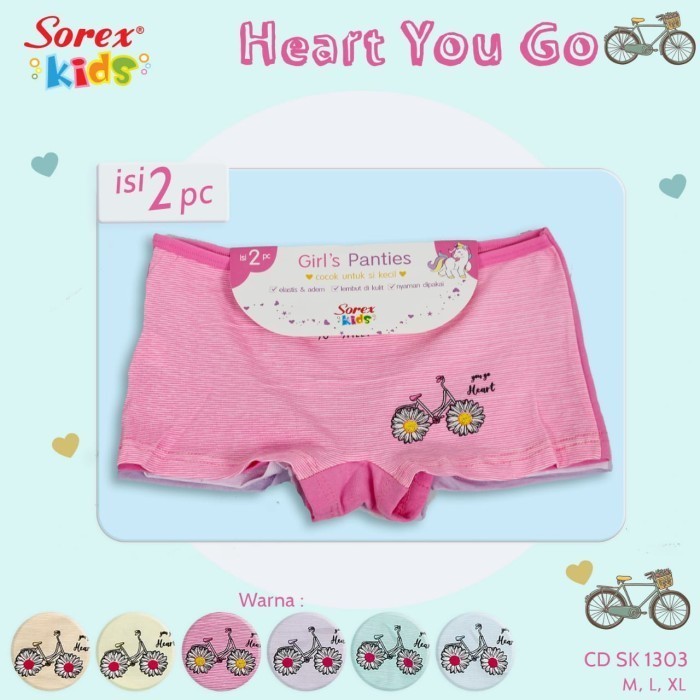 SOREX - [ 2 pcs ] CD Sorex Kids 1303 | Sorex Kids Celana Dalam Boxer Anak Perempuan Super Soft Motif