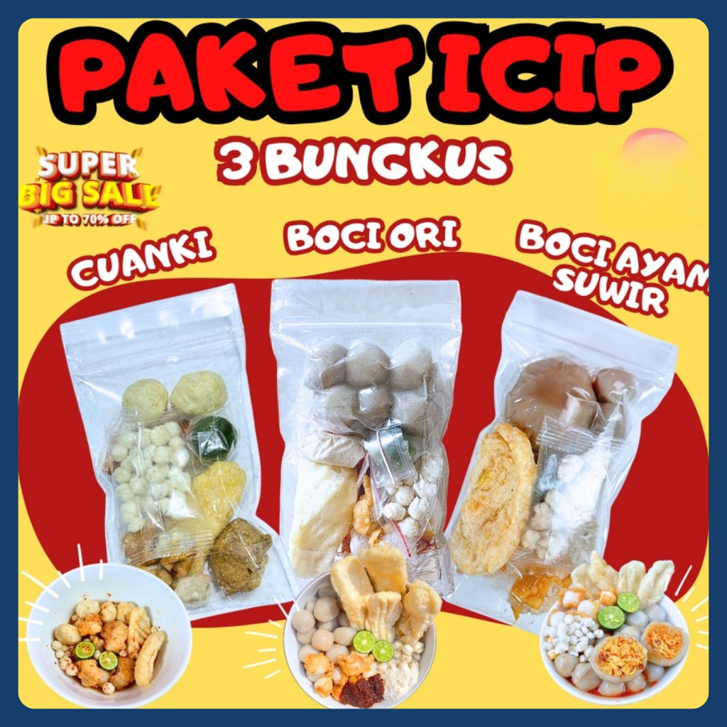 

[PAKET ICIP 3 BUNGKUS] Boci Ori,Cuanki Instan,Boci Ayam Ekonomis