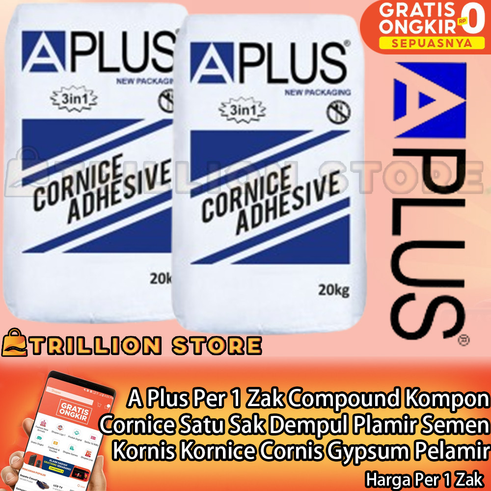 A Plus Kornis Kornice Cornis Compound Kompon APlus Zak 1 Sak 20 Kg Cornice Kiloan Dempul Plamir Gyps