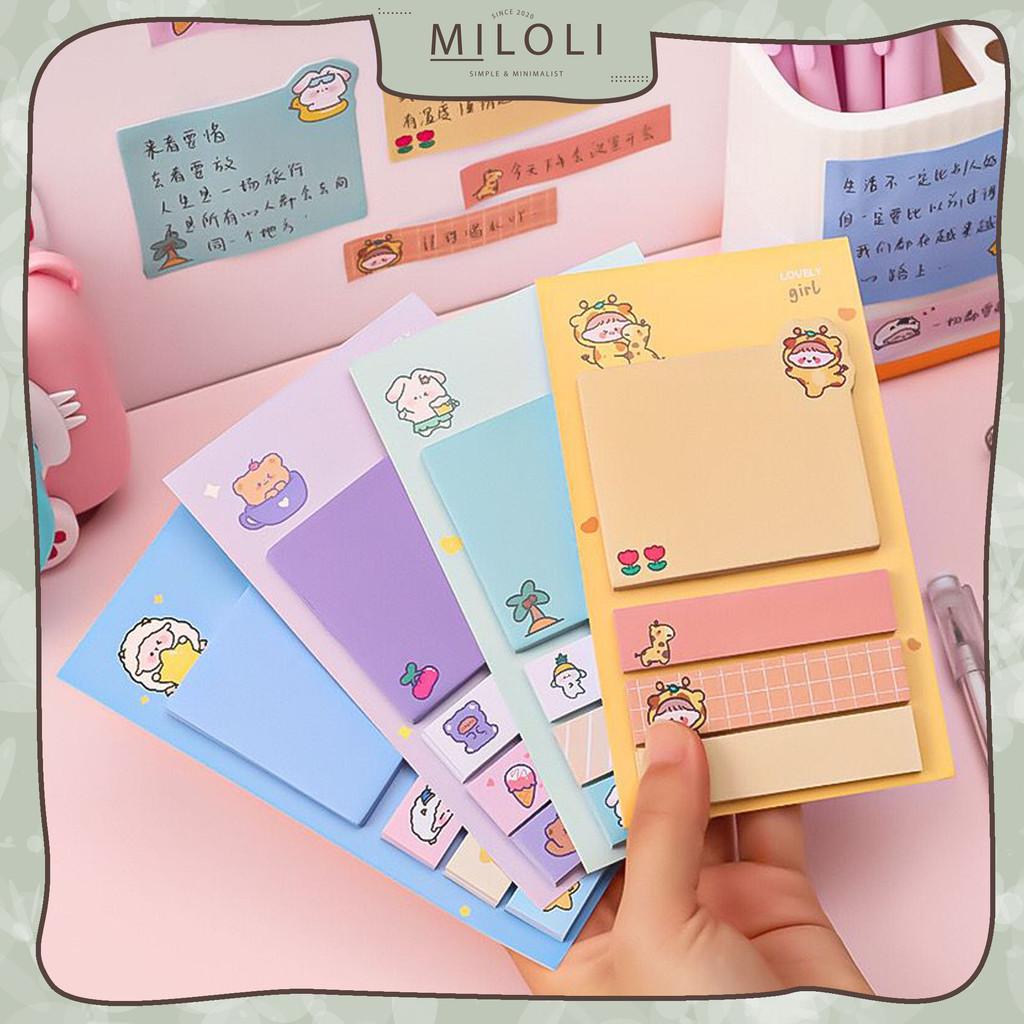

[MILOLI] 20Sheets CARTOON BEAR STICKY NOTES Self-Stick Note Memo Diary Lucu Paper Notepad - C0076