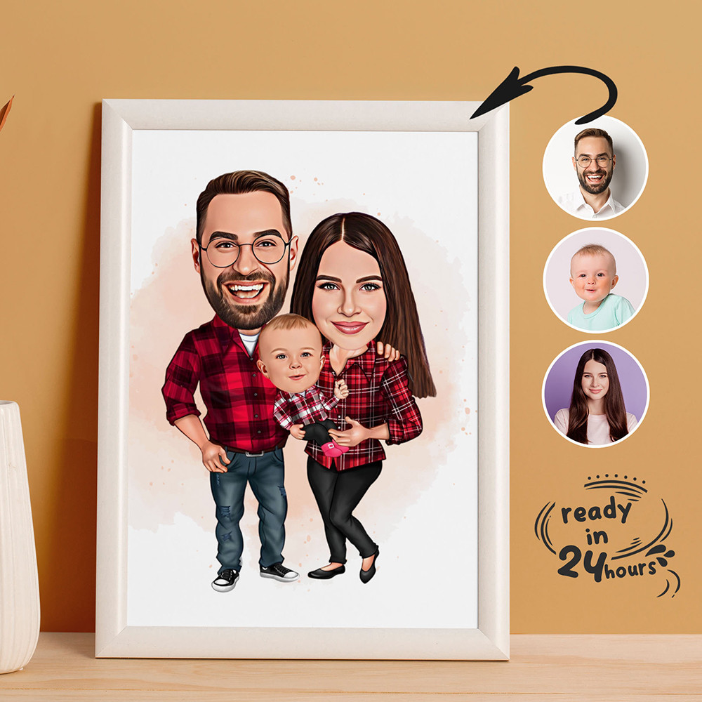 

Customized Cartoon Warm Loving Family Wall Art Poster And Prints Picture Canvas Painting Decoration for Bedroom Church Hall