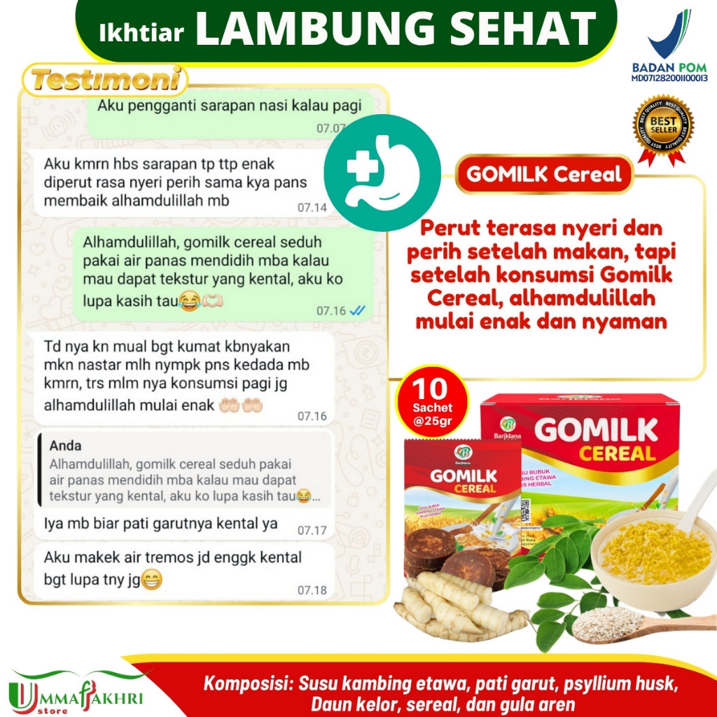 

Gomilk Cereal – Susu Etawa + Serat Herbal | Sarapan Aman untuk Lambung & Diet Sehat