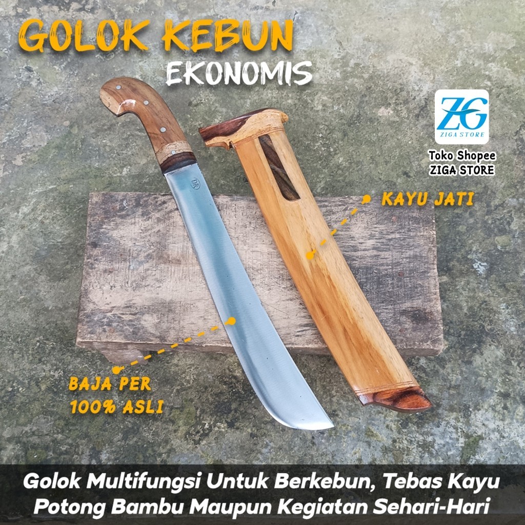 Golok Serbaguna Golok Kerja Kebun Sarung Jati Baja Tebal