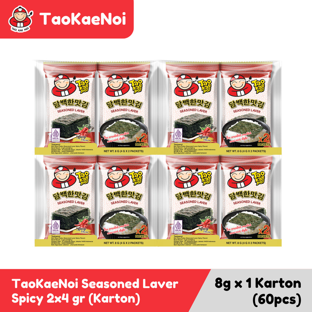 

TaoKaeNoi Rumput Laut Seasoned Laver Spicy 2x4 gr (karton)