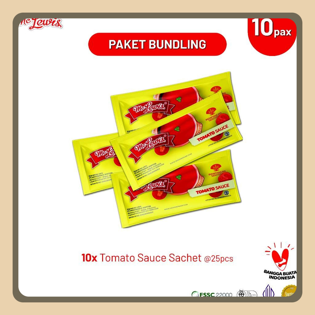 

[Paket Bundle] Mc Lewis Tomato Sauce Sachet 8g x 10 Pack