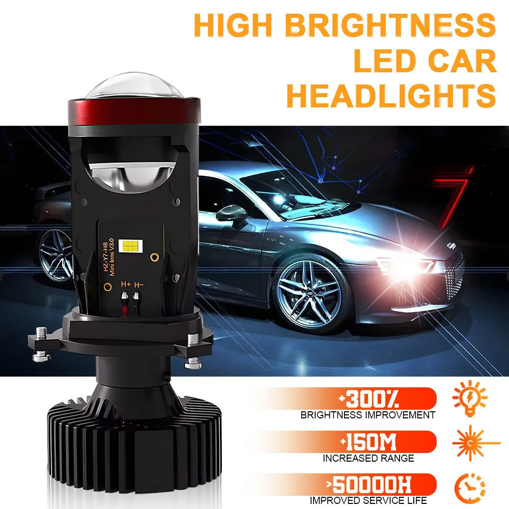 BESTPROMO MINI PROJIE Y7D LAMPU LED SUPER TERANG Y11 H4 50/80/120/150WATT HEADLAMP LENSA PROYEKTOR