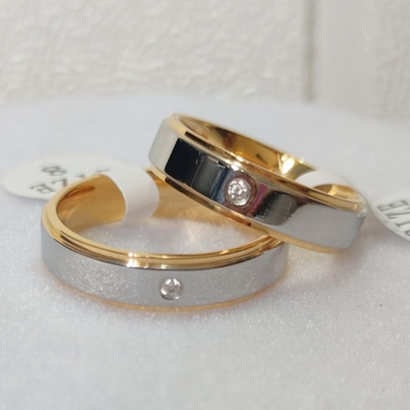 Cincin Tunangan Permata Satu | Cincin Permata Simple | Cincin Titanium Couple Pria Wanita