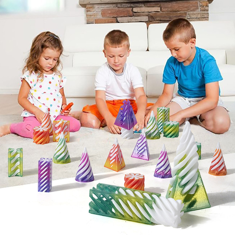 

Three-dimensional Pyramid Spiral Cone Pyramid Ornament 3d Printed Toys Kids Prelearning Toys Birthday Gift פירמידה מסתובבת