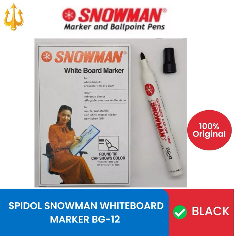 

Spidol Papan Tulis / Whiteboard Marker Snowman BG-12 Hitam ( ISI 12 PCS )
